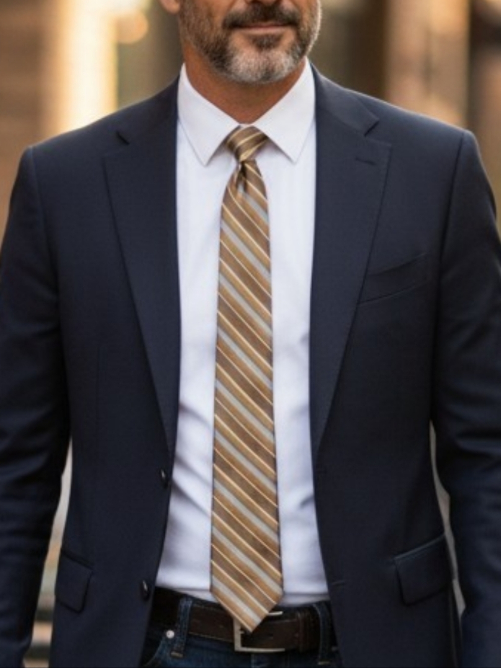 Vintage Smoothie Striped Brown & Gray Button-Down Men's Tie